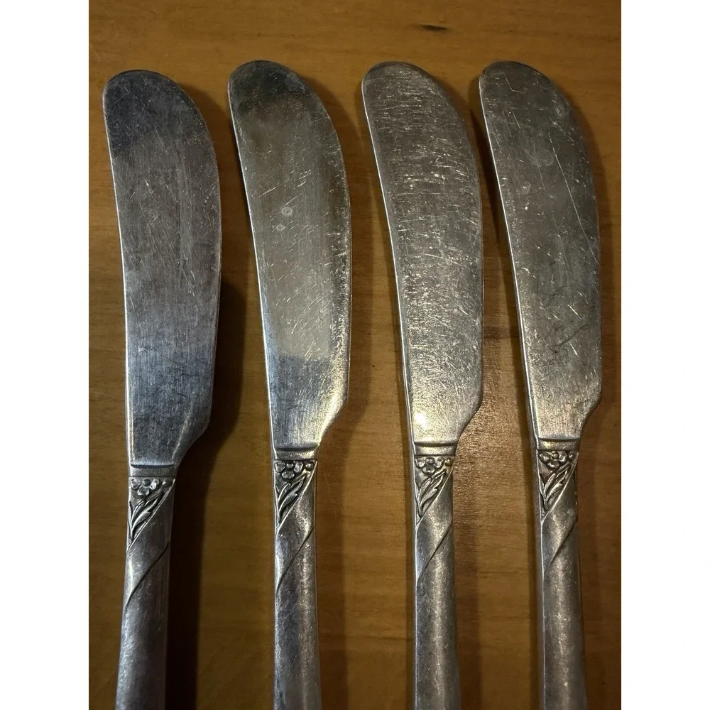 Lot 4 Oneida Community Evening Star Silver plate Master Butter Knives 7